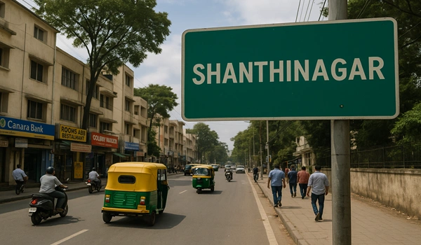 Map showing how close Shanthinagar is to Purva Between The Park in Bangalore Central location